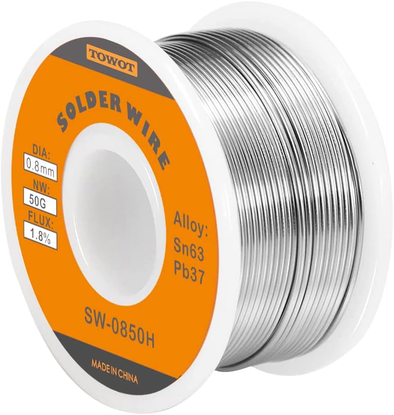 TOWOT 63-37 High Purity Tin Lead Rosin Core Solder Wire for Electrical Soldering, Content 1.8% Solder flux