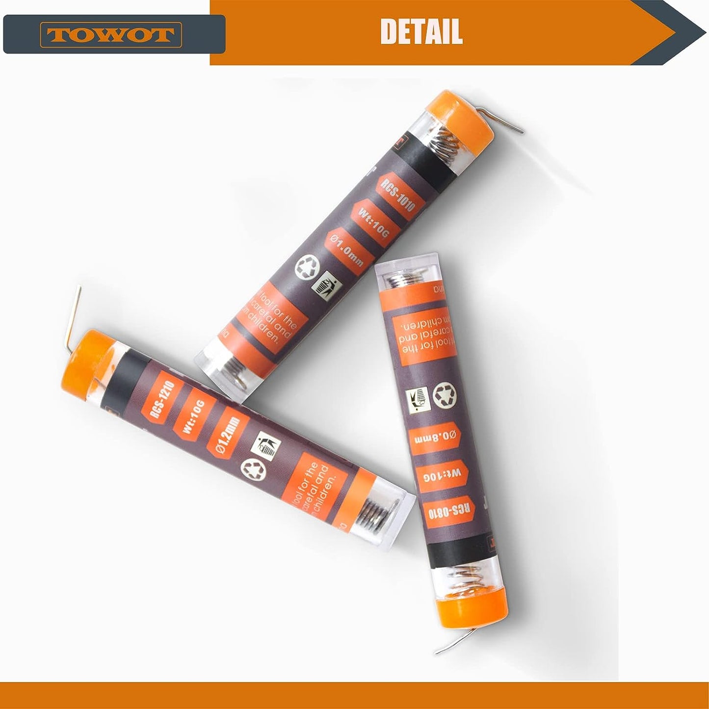 TOWOT Solder Wire with Rosin Core 3 PCS (1.2 mm/1.0 mm/0.8 mm) 10g, Content 1.8% Solder Flux Sn60-Pd40