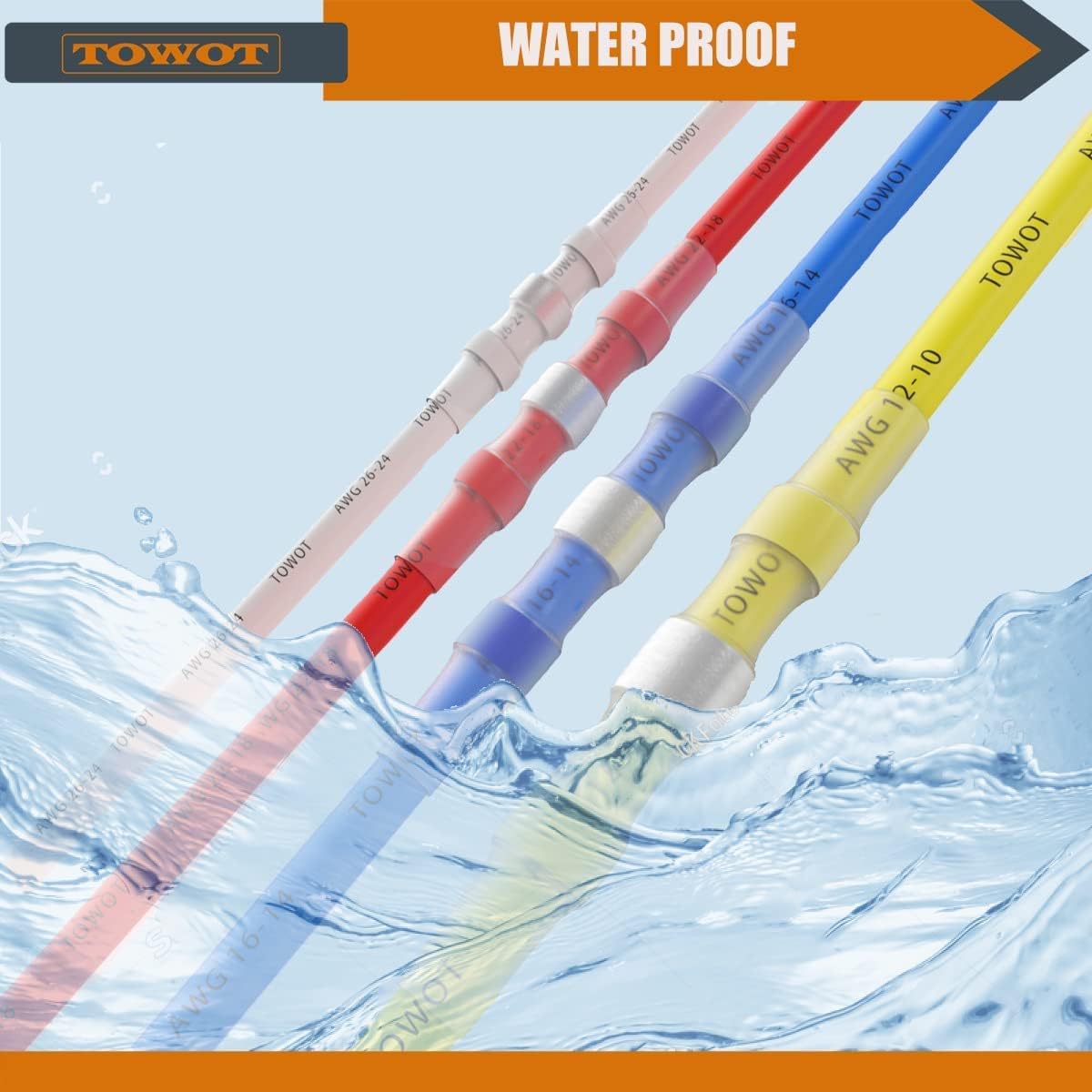 TOWOT No-Clean Solder Wick & 120PCS Heat Shrink Butt Connectors, Solder Seal Wire Connectors, Waterproof & Insulated & Corrosion Electrical Wire Terminals for Truck Marine Automotive Boat Wire Joint