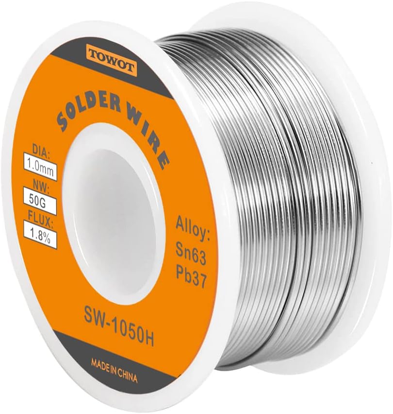 TOWOT 63-37 High Purity Tin Lead Rosin Core Solder Wire for Electrical Soldering, Content 1.8% Solder flux