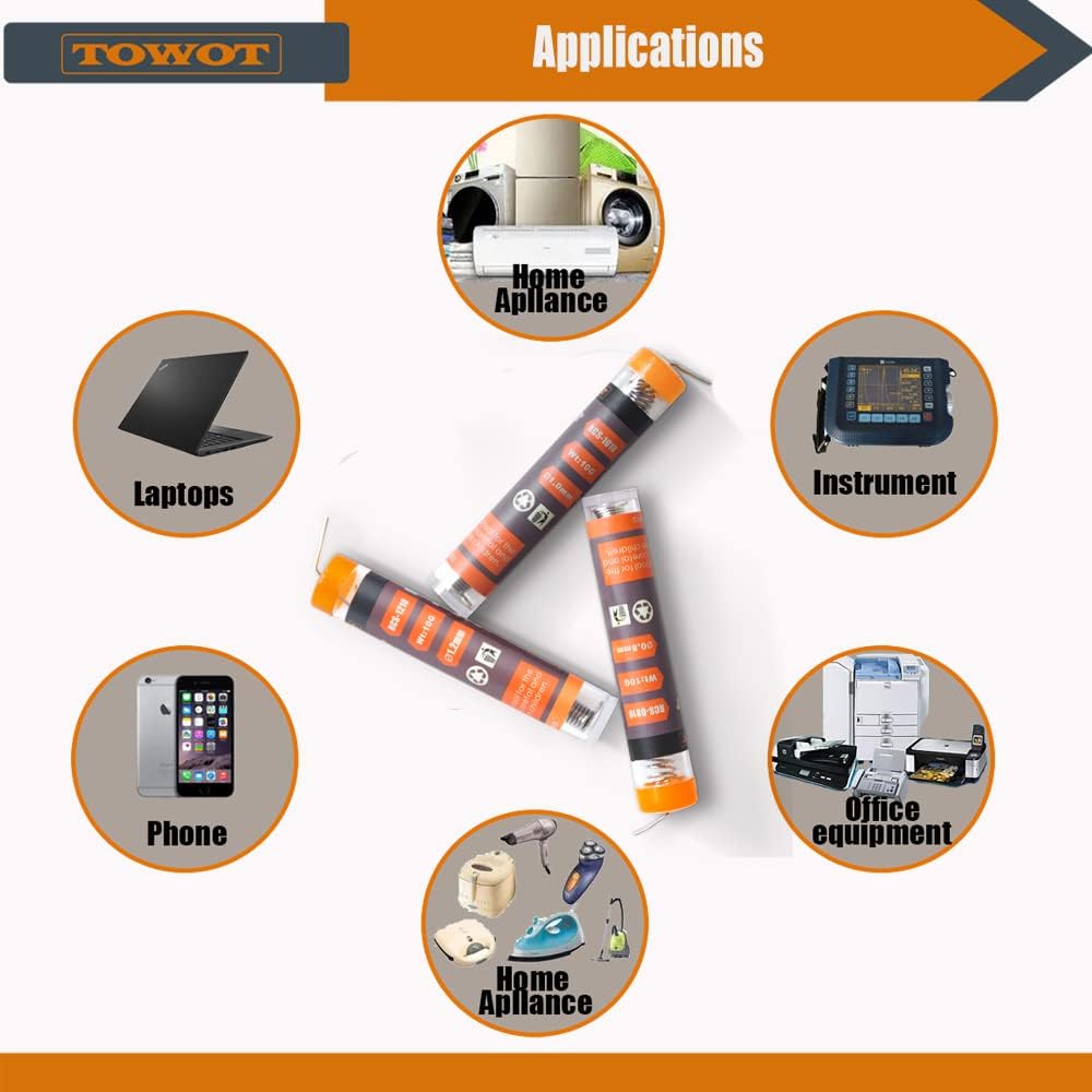 TOWOT Solder Wire with Rosin Core 3 PCS (1.2 mm/1.0 mm/0.8 mm) 10g, Content 1.8% Solder Flux Sn60-Pd40