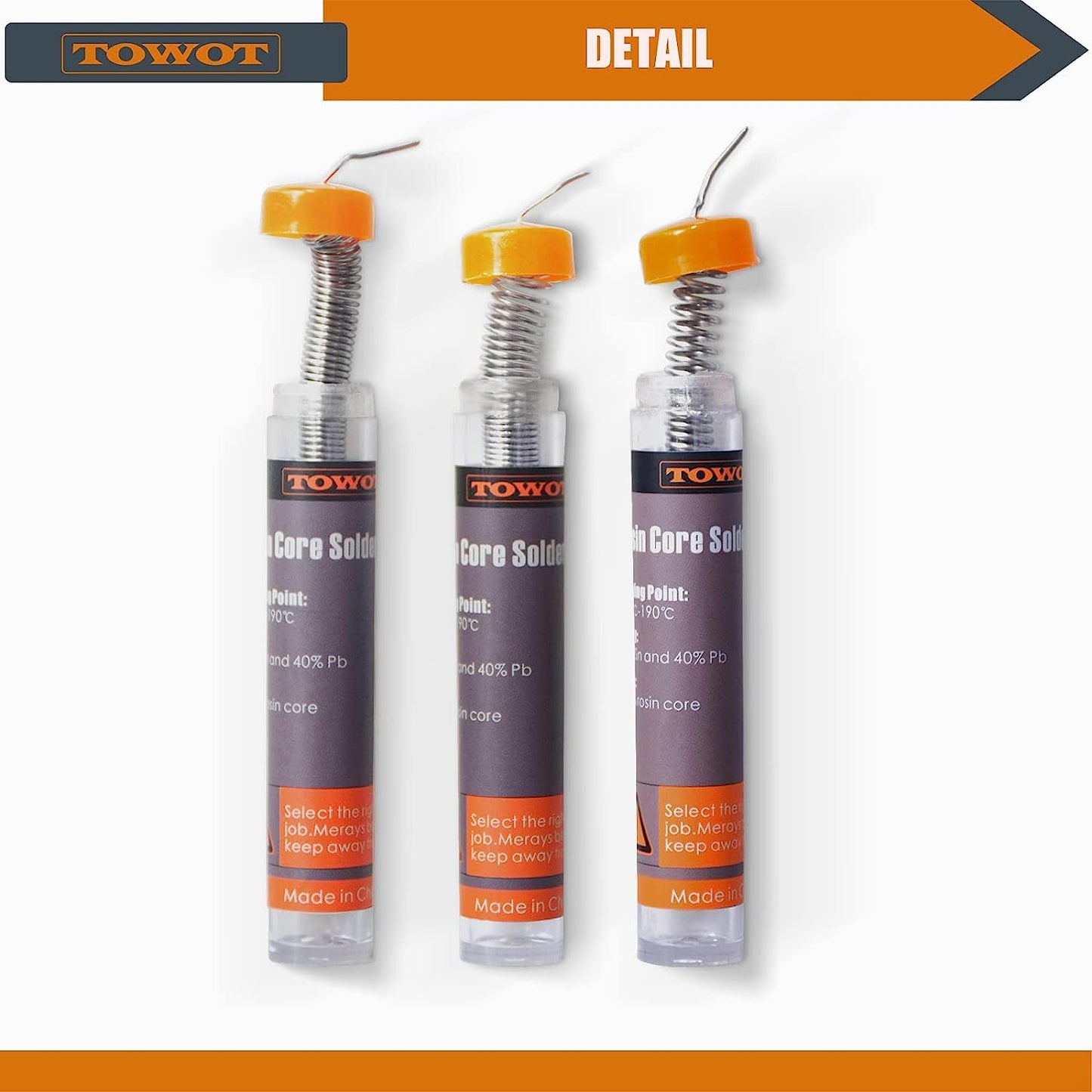 TOWOT Solder Wire with Rosin Core 3 PCS (1.2 mm/1.0 mm/0.8 mm) 10g, Content 1.8% Solder Flux Sn60-Pd40