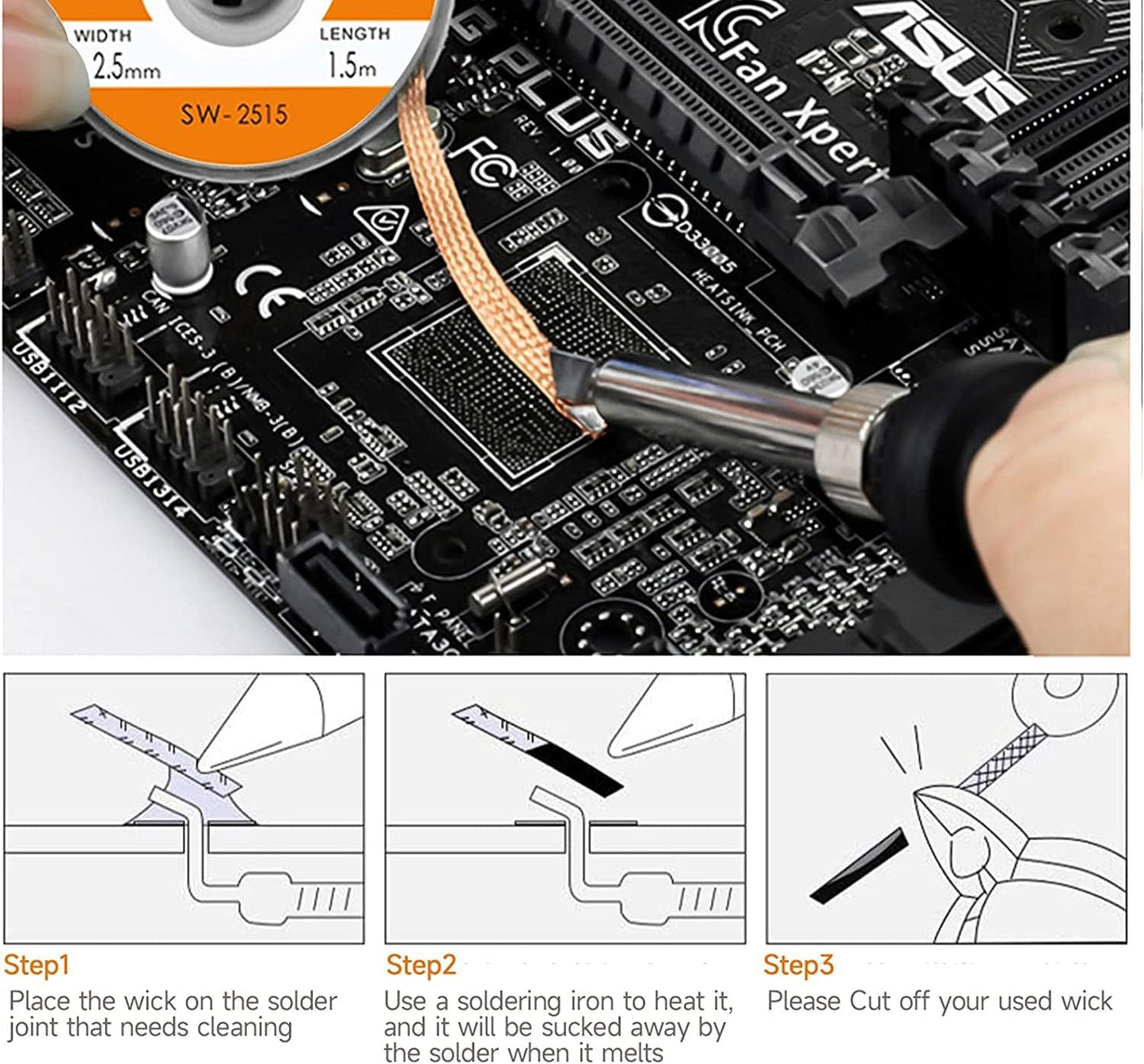 TOWOT Soldering Iron Kit, Electronic Soldering Iron 60W Adjustable Temperature, Solder Wire Solder Wick, 5PCS Soldering Tips