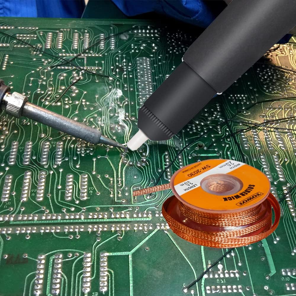 TOWOT Solder Wick & Desoldering Pump, 6 PCS Different Desoldering Wick & Solder Sucker-Desoldering Vacuum Pump Solder Remover