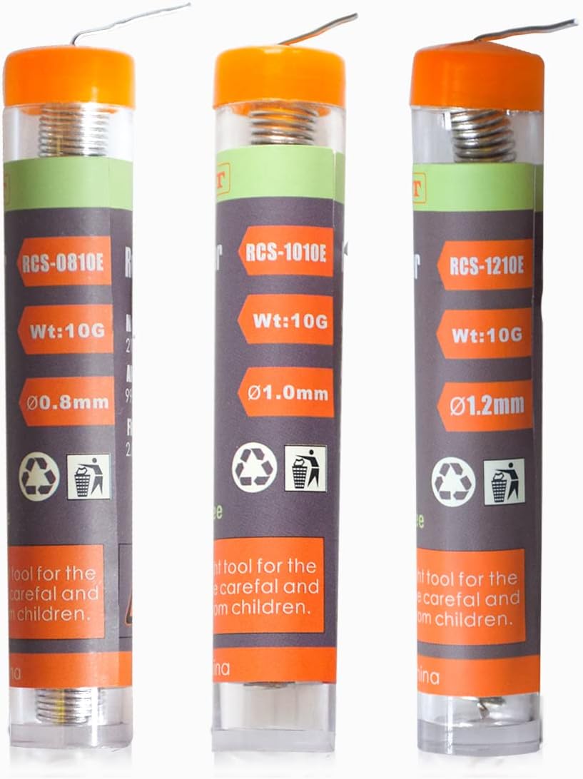 TOWOT Lead Free Solder Wire with Rosin Core, 3 PCS (1.2 mm/1.0 mm/0.8 mm) 10 g Tin Lead Rosin Core Flux Iron Welding Tool for Electrical Soldering
