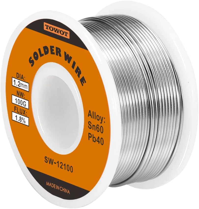 TOWOT Tin Lead Rosin Core Solder Wire for Electrical Soldering, Content 1.8% Solder Flux Sn60-Pd40