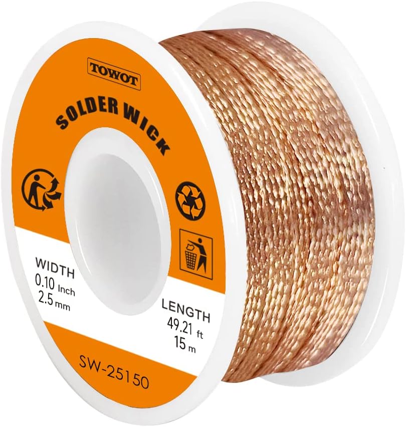 TOWOT Solder Wick Braid With Flux No-Clean Electronic, Desoldering Wick Braid Remover.Desolder Soldering