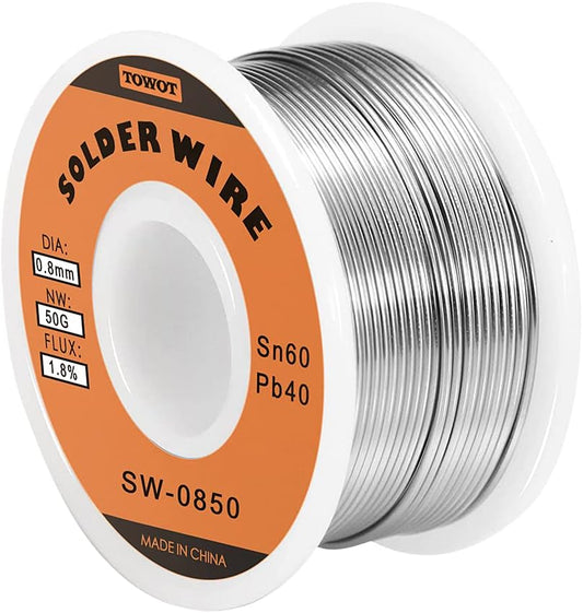 TOWOT Tin Lead Rosin Core Solder Wire for Electrical Soldering, Content 1.8% Solder Flux Sn60-Pd40