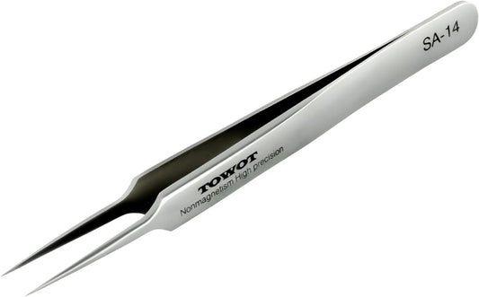 Precision Tweezers, Stainless Steel Pointed Ultrafine Tweezers for Craft, Electronics, Soldering, Medical and Experimental Work, Jewelry-Making, Non-Magnetic Industrial Tweezers, by TOWOT