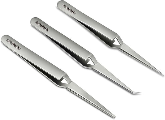 TOWOT Precision Tweezers Reverse Tweezers For Electronic Soldering Precision Reverse Ceramic Tweezers Non-Conductive Heat Resistant (Reverse Tweezer Set)