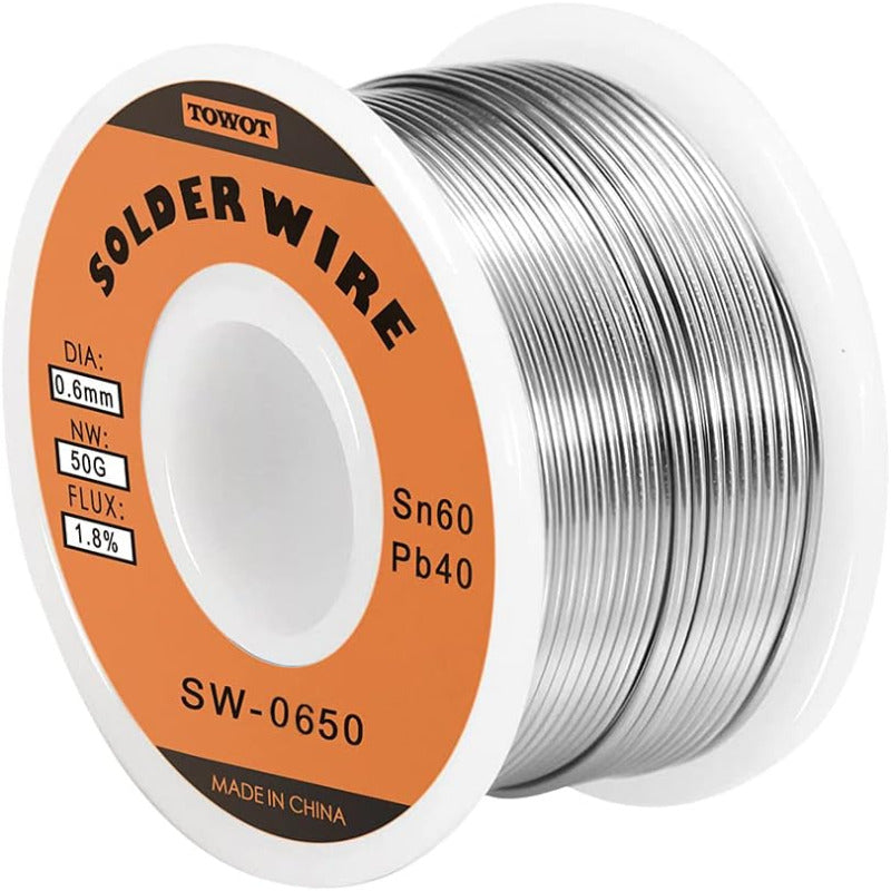 TOWOT Tin Lead Rosin Core Solder Wire for Electrical Soldering, Content 1.8% Solder Flux Sn60-Pd40
