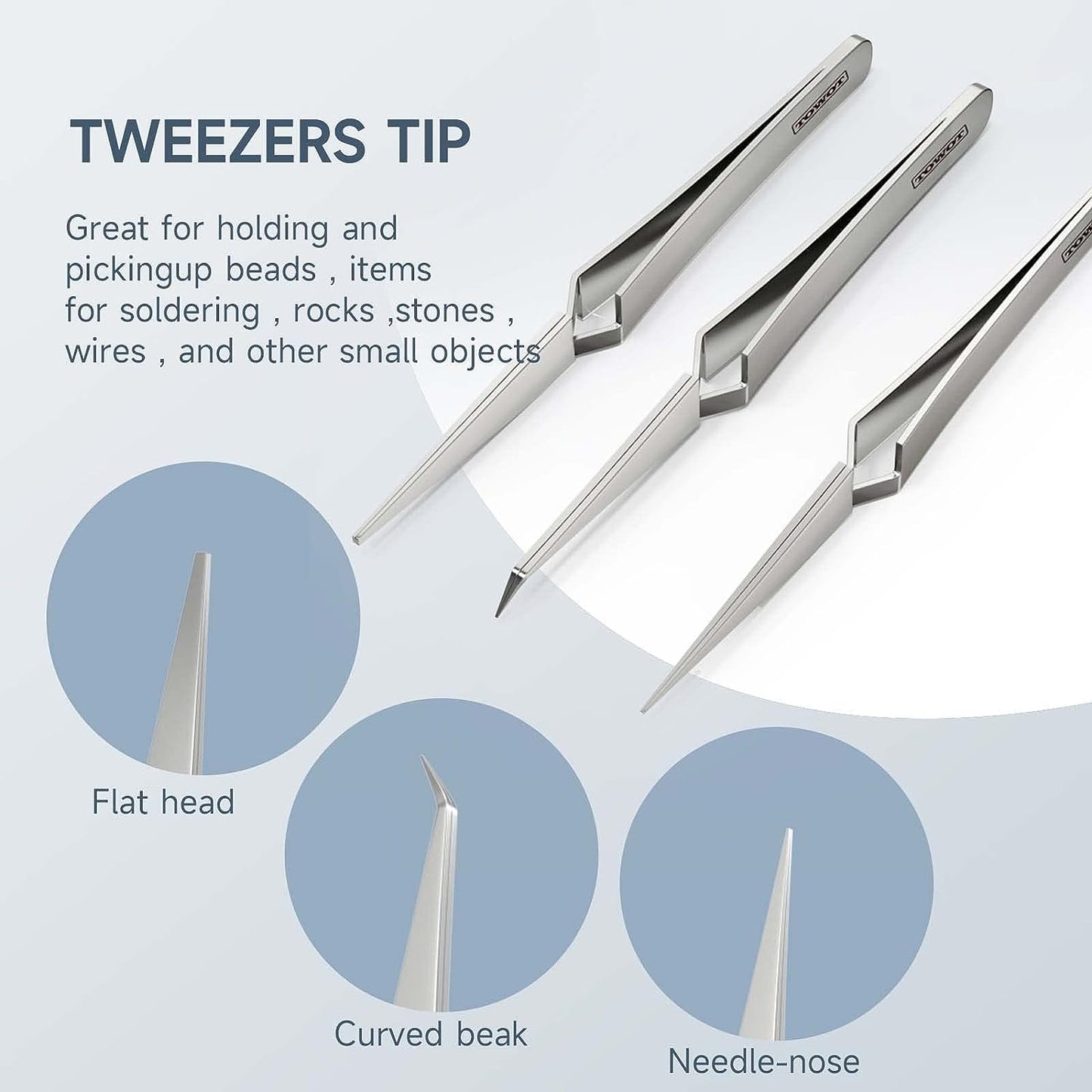 TOWOT Precision Tweezers Reverse Tweezers For Electronic Soldering Precision Reverse Ceramic Tweezers Non-Conductive Heat Resistant (Reverse Tweezer Set)
