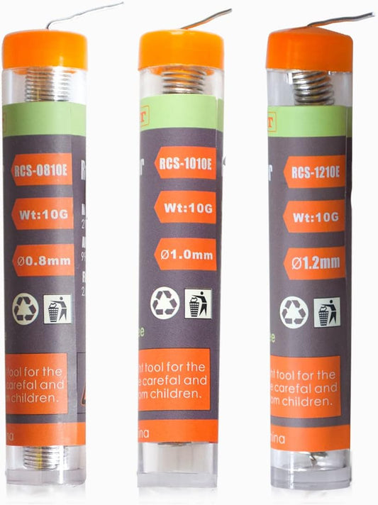 TOWOT Lead Free Solder Wire with Rosin Core, 3 PCS (1.2 mm/1.0 mm/0.8 mm) 10 g Tin Lead Rosin Core Flux Iron Welding Tool for Electrical Soldering